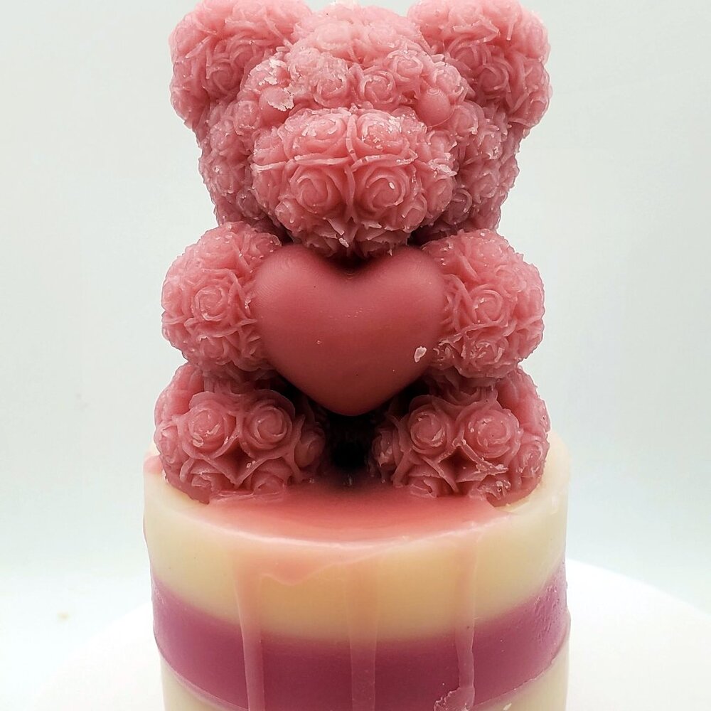 Teddy Tier Candle Pink